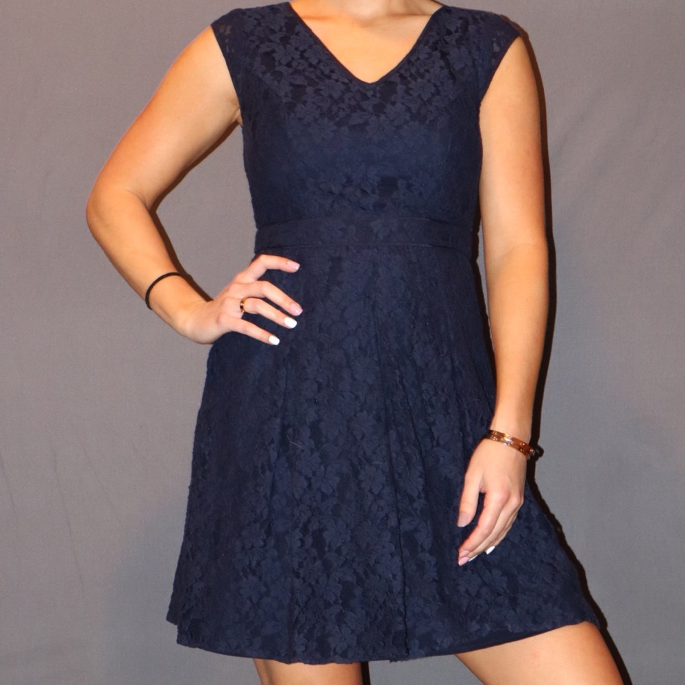 Navy Blue Lace Dress